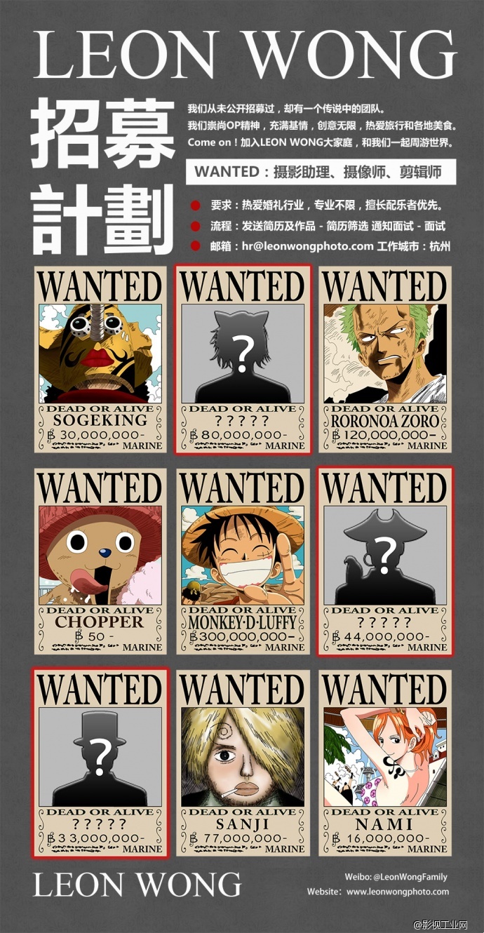 国内顶级婚礼摄影师 LEON WONG招募伙伴