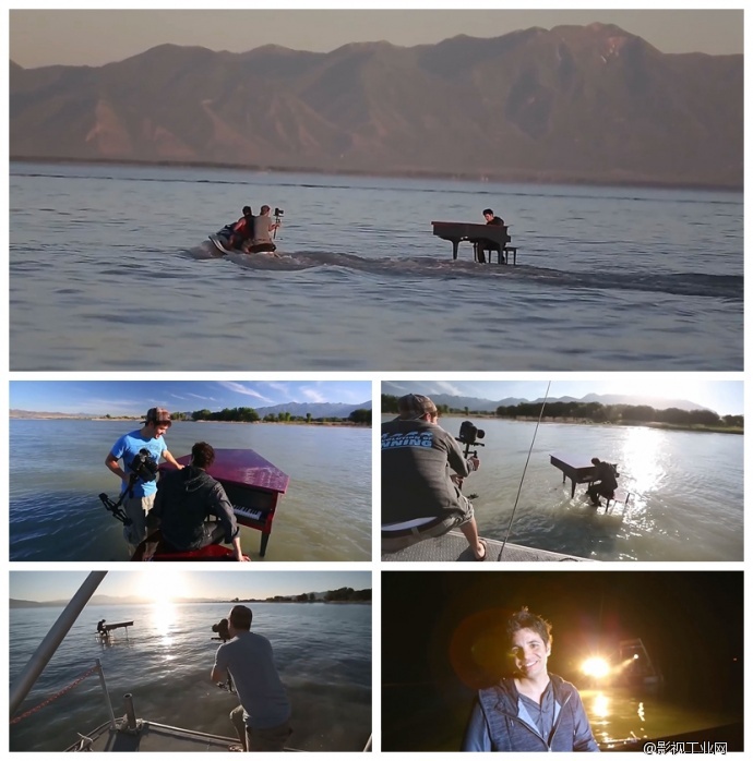 【极限运动总是需要一个极限摄影师】真实版“海上钢琴师”真实在湖面上弹钢琴，极客实现水面运动拍摄