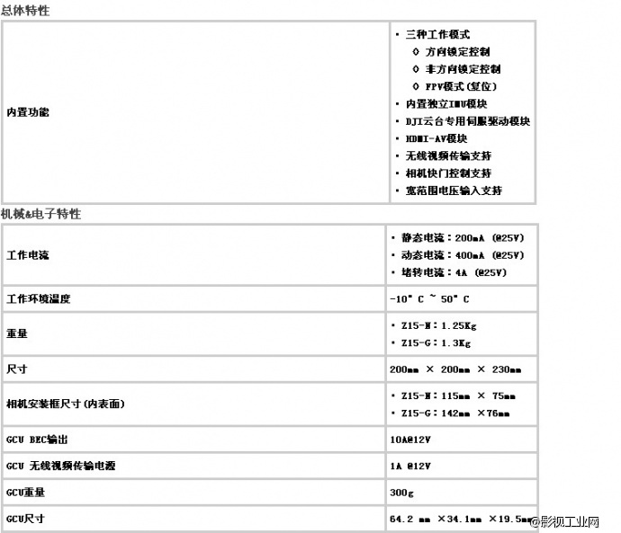 大疆Z15(N7/GH3/BMPCC)禅思云台