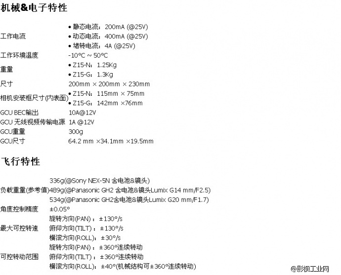 大疆Z15(N7/GH3/BMPCC)禅思云台