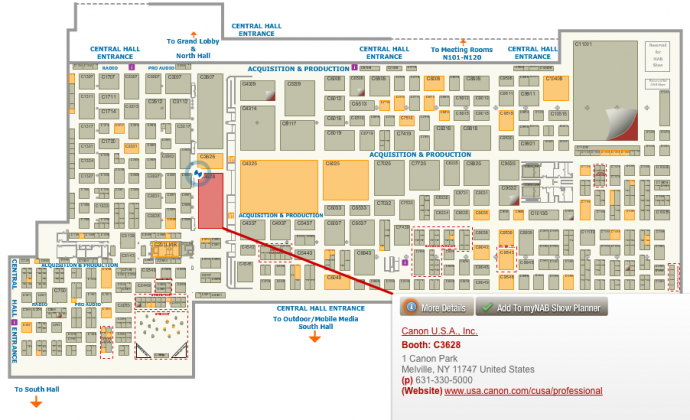 2014 NAB SHOW展馆地图，各大厂商展台位置分布