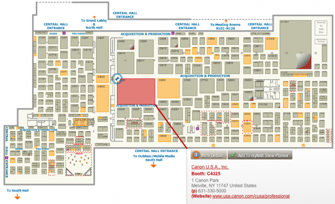 2014 NAB SHOW展馆地图，各大厂商展台位置分布