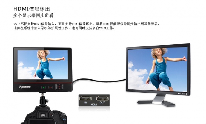 【闪购预告】爱图仕专业技术监视器VS-3，5D2 5D3单反/摄像机通用，闪购立减 1082