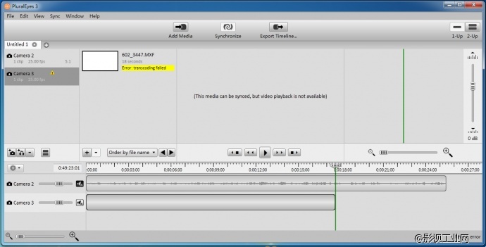 如何让PluralEyes3 支持mxf文件?　Sony Ex280E及佳能XF300的MXF文件不能导入，提示为transcoding failed及Media Error,但这文件导入PR及ED是正常的，并在PR中也能用PluralEyes2同步，但PluralEyes3就是出错，不得其解，有请各位大虾