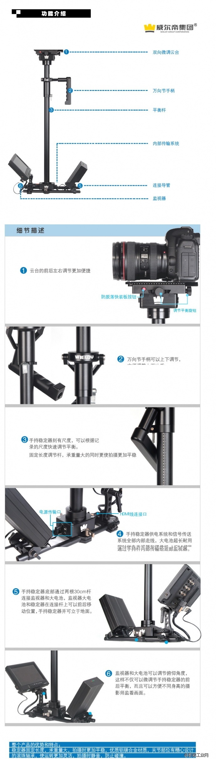 威尔帝金三角重型稳定器全套