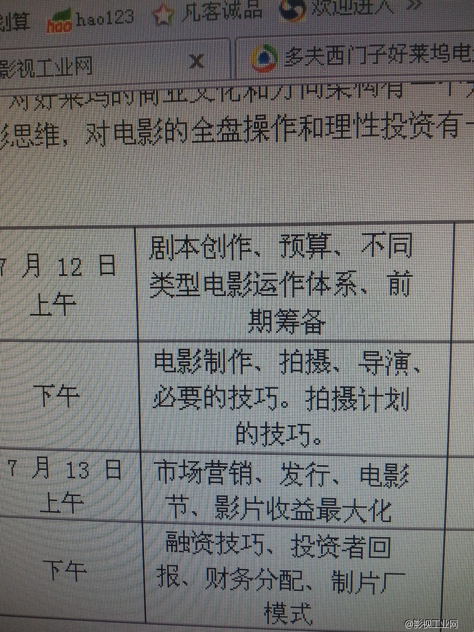 7月12日、13日好莱坞电影制作大师班开课啦