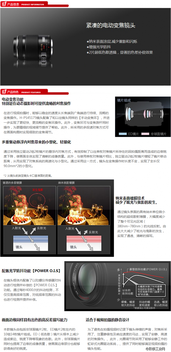 松下（Panasonic） LUMIX G X Vario PZ 45-175mm f/4.0-5.6 ASPH OIS 中远摄变焦镜头