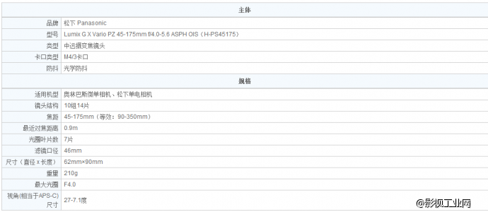 松下（Panasonic） LUMIX G X Vario PZ 45-175mm f/4.0-5.6 ASPH OIS 中远摄变焦镜头