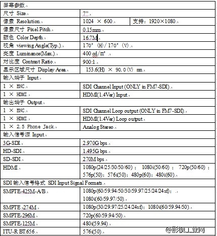 F&V Metica FM7高清影像监视器采用全屏蔽金属外壳设计，确保电磁兼容和干扰性能