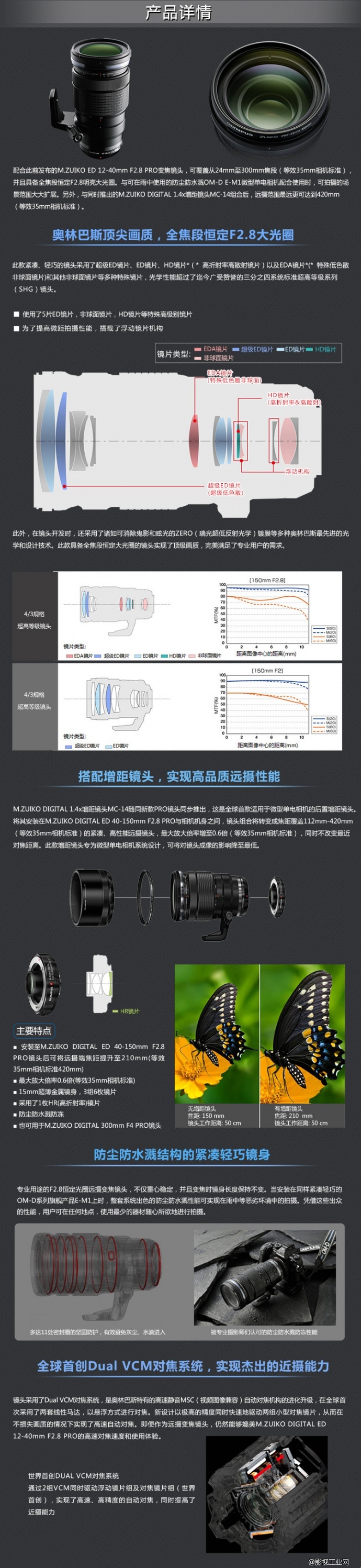 奥林巴斯 M.ZUIKO DIGITAL ED 40-150mm F2.8 PRO 高级全金属远摄变焦镜头