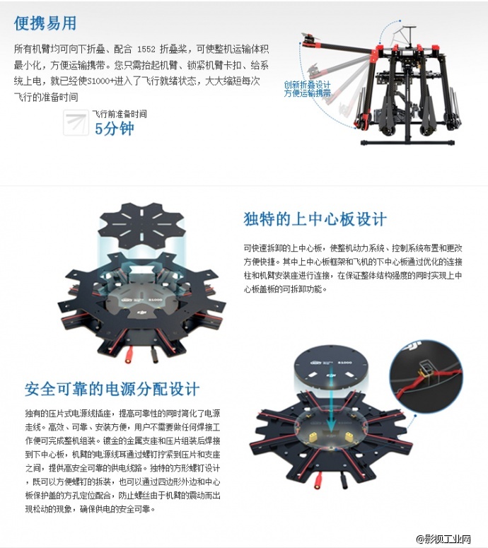 大疆（DJI）筋斗云 S1000+八轴多旋翼航拍飞行器