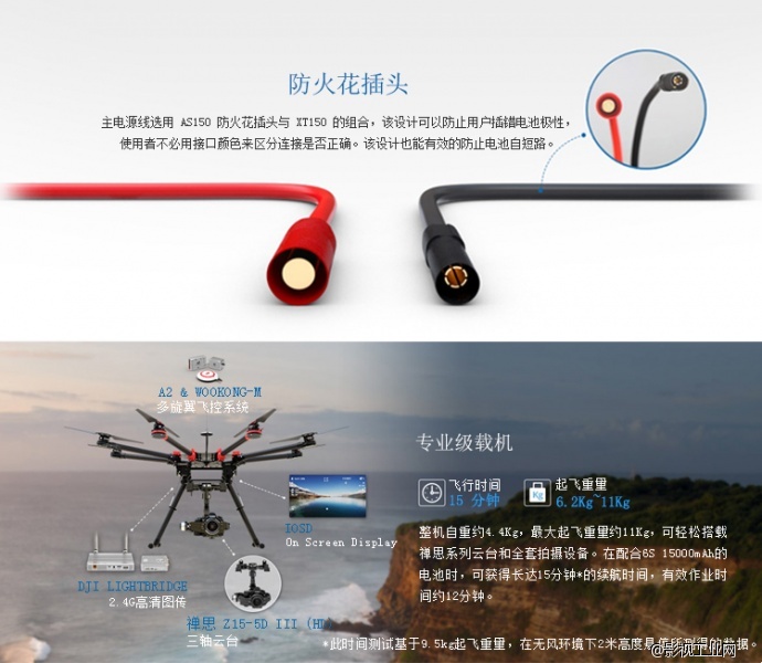 大疆（DJI）筋斗云 S1000+八轴多旋翼航拍飞行器