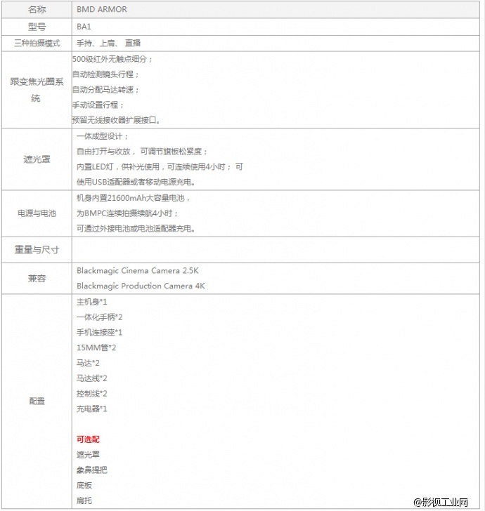 楔石推荐：最好单人一体式操作的BMPC 4K摄像机套件，兼容BMCC 2.5K