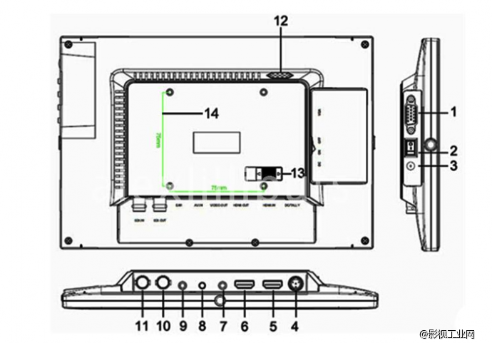 利利普 FA1014/S 10.1寸 3G-SDI 导演监视器 高清摄影监视器