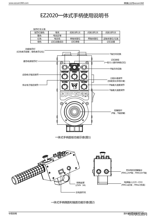2轴摇臂电控云台控制器的使用说明