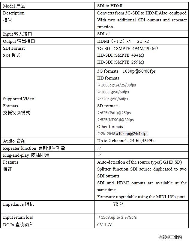 天创恒达TC-SDI to HDMI 转换器