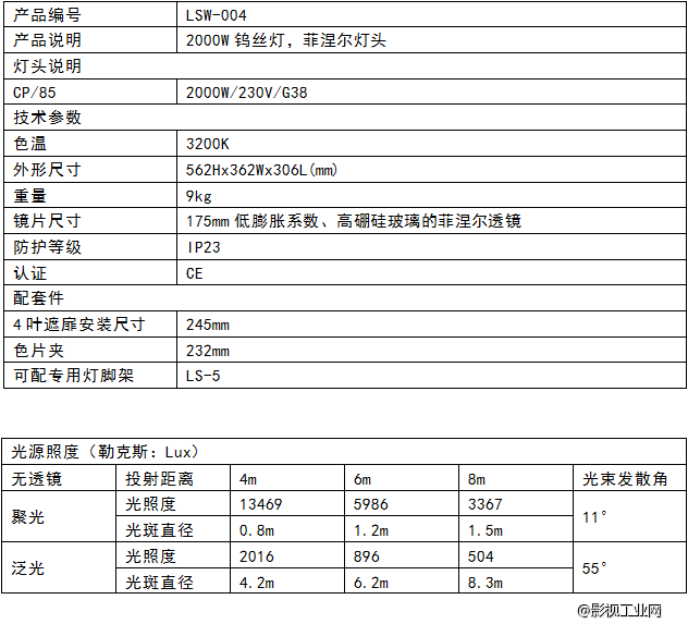 LIGHTSTAR莱斯达 2000W外景钨丝灯