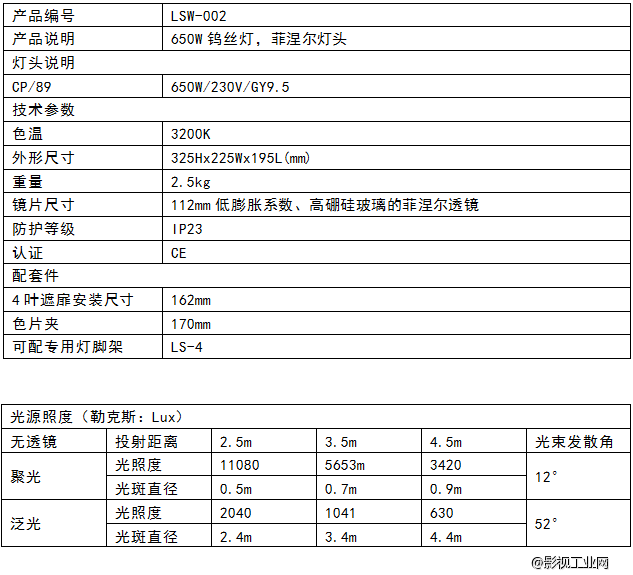 LIGHTSTAR莱斯达 650W外景钨丝灯