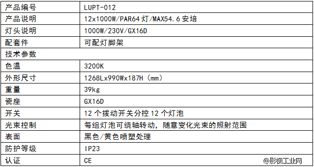 LIGHTSTAR莱斯达 12头泛光灯