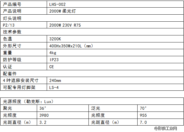 LIGHTSTAR莱斯达 2000W 黄头柔光灯