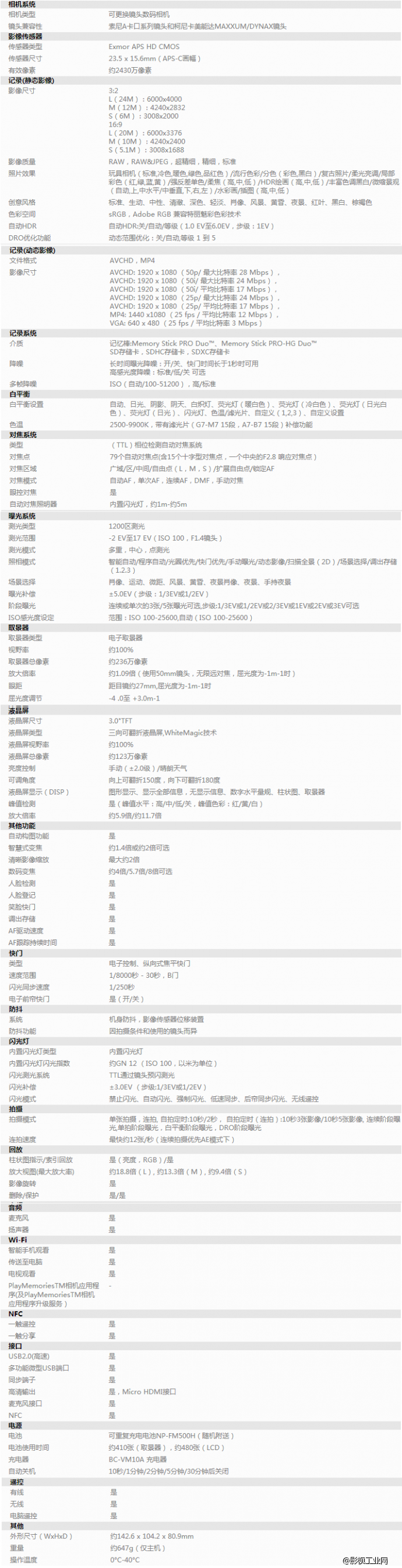 索尼（SONY） A77II 数码单电相机（仅机身）