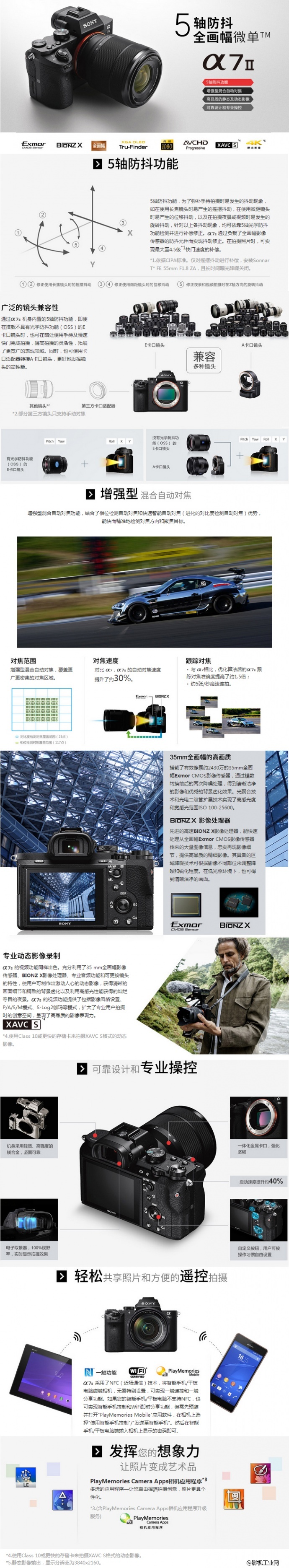 索尼（SONY）A7II 全画幅微单数码相机