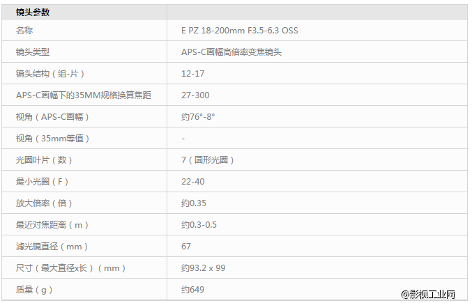 索尼（SONY）E PZ 18-200 F3.5-6.3 OSS电动变焦镜头