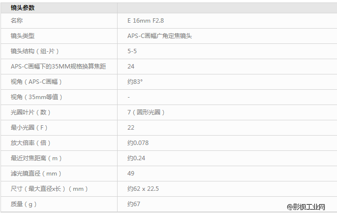 索尼（SONY）E 16mm F2.8广角定焦镜头