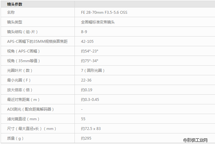 索尼（SONY）FE 28-70/3.5-5.6 OSS 微单镜头