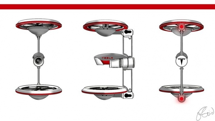 概念航拍机 Tesla Drone︰双螺旋设计、4K拍摄、使用时间 60 分钟