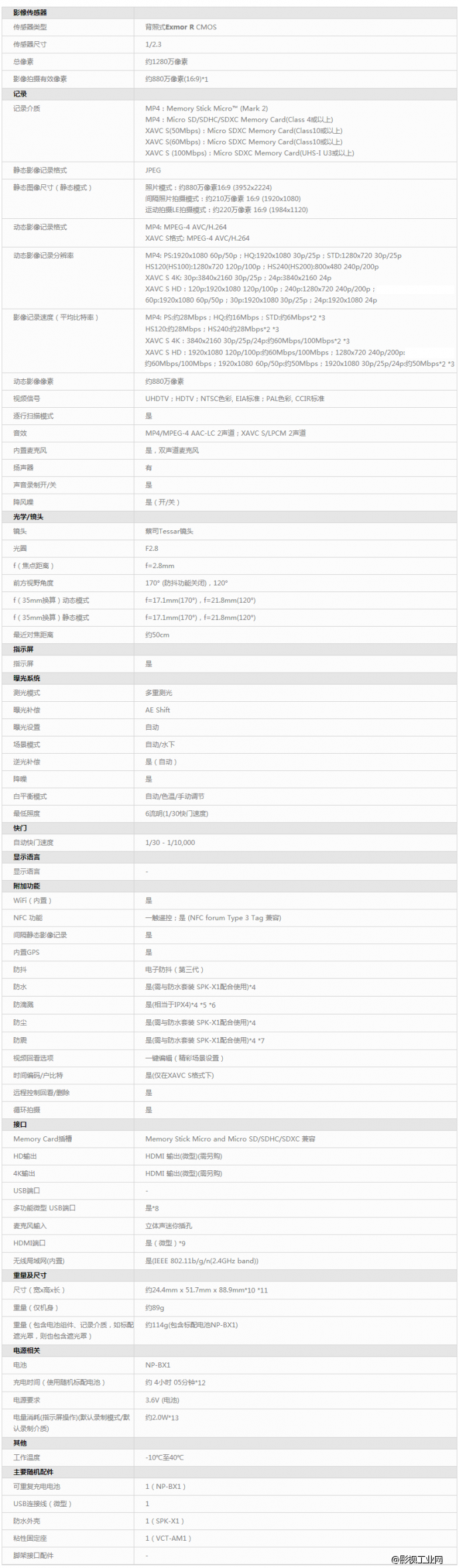 索尼（SONY）FDR-X1000V佩戴式数码摄像机