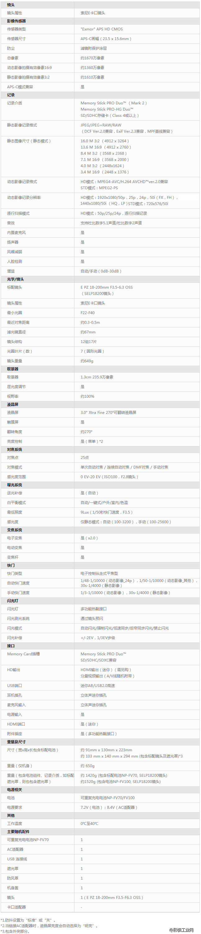 索尼（SONY）NEX-VG30EH(附带18-200镜头)数码摄像机