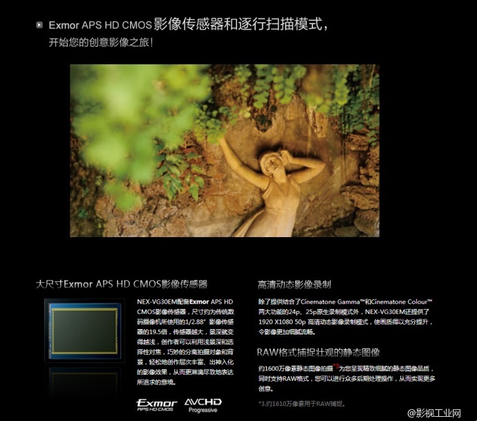 索尼（SONY）NEX-VG30EM(附带18-105镜头)可更换镜头高清数码摄像机