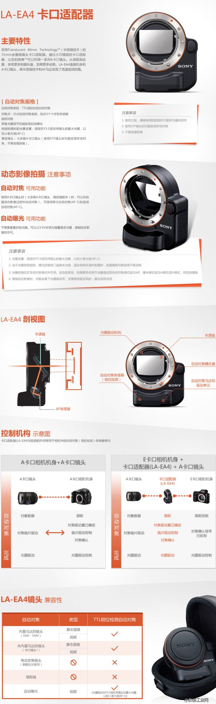 索尼（SONY）LA-EA4 转接环