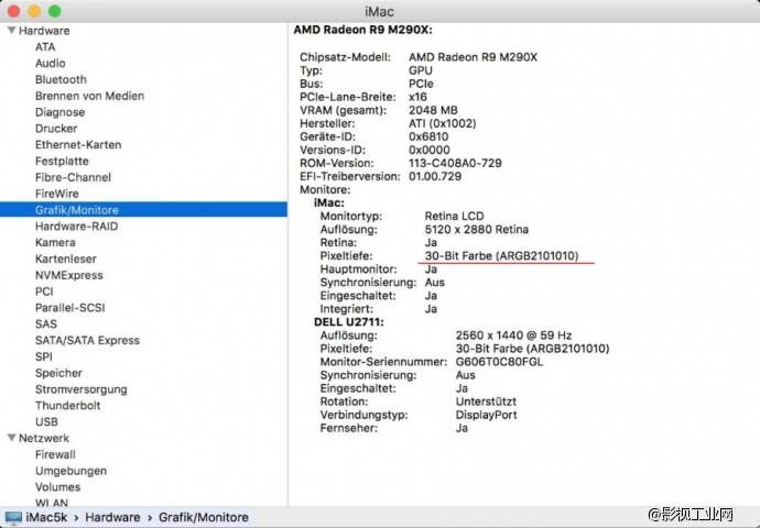 OS X EI Capitan 10-bit color depth