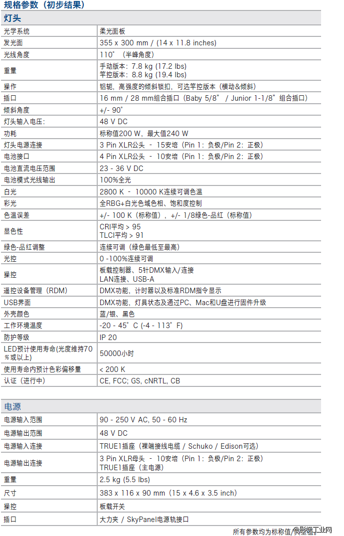 阿莱ARRI SkyPanel S30-C LED柔光灯 (蓝色/银色, Edison插座) # L0.0007711