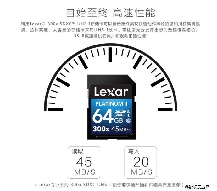 雷克沙Lexar 300X 45MB/S SD64G存储卡