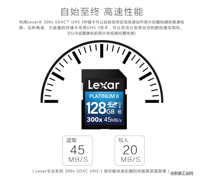 雷克沙Lexar 300X 45MB/S SD128G存储卡