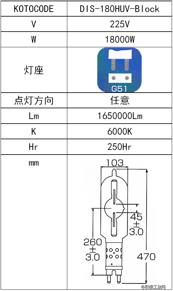 LIGHTSTAR莱斯达 koto 18000W ( DIS-180H UV-Block)灯泡