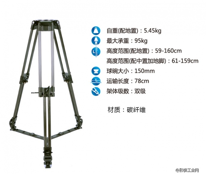 SECCED SC-EFP/CF150D碳纤维三脚架 EFP单架体