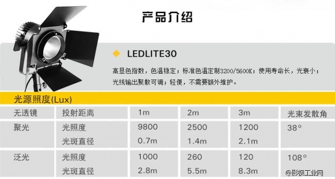 LIGHTSTAR莱斯达 入门级新闻采访微电影套装 LED 30W