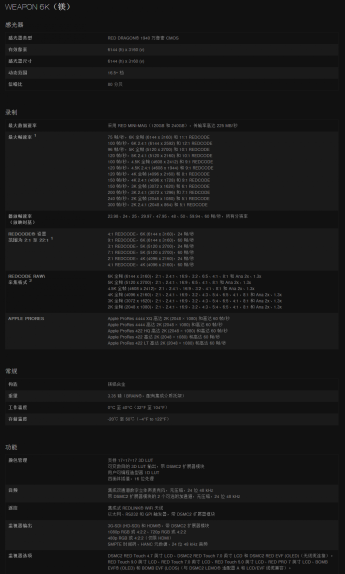 RED WEAPON 6K开箱首秀 全新真机实拍