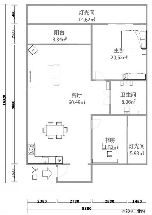 亿动力数字影视基地影棚　　101号实景棚—简约时尚风格