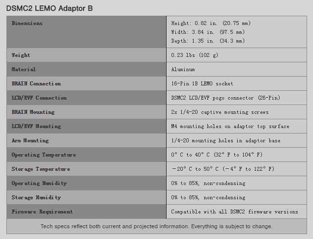 RED DSMC2 LEMO ADAPTOR B