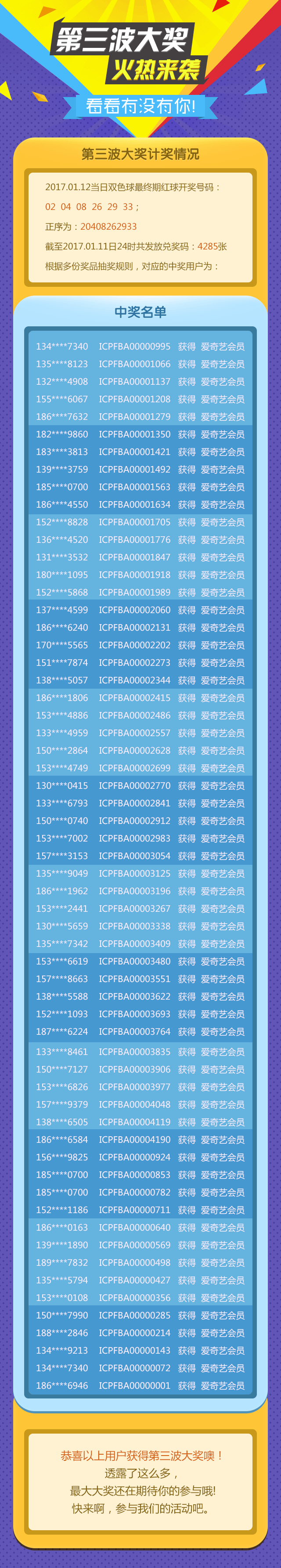 第三波中奖名单已来袭，还在等什么！