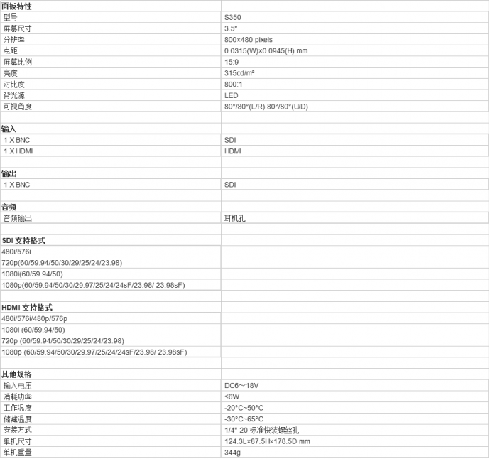 富威德 FEELWORLD　3.5寸 3G-SDI摄影、导演专业高清 EVF电子取景器 S350