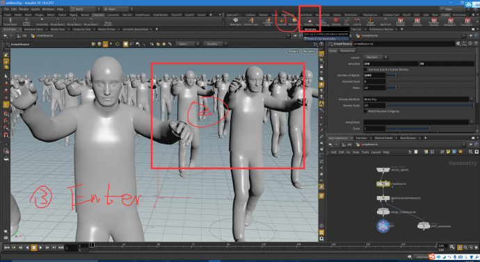 【特效】Houdini 16【创意云】5分钟学会制作丧尸群集动画(一)