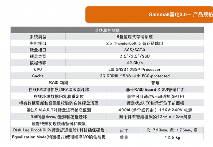 Accusys Gamma8全新雷电3 8盘位存储系统-高质、高速、高艺术