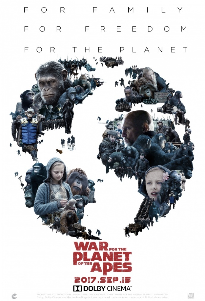 《猩球崛起3：终极之战》公布杜比影院版海报 专属海报揭秘影片看点