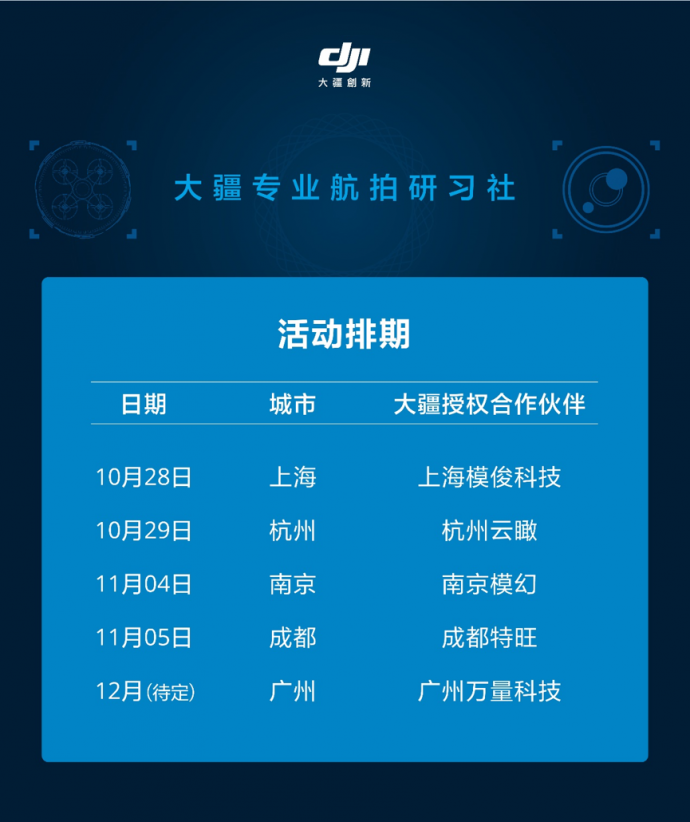 大疆专业航拍研习社活动预告